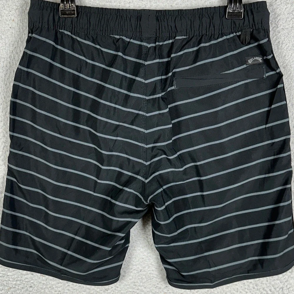 NEW Billabong Swim Trunks Mens Small Black Striped Recycler Stretch Board Shorts